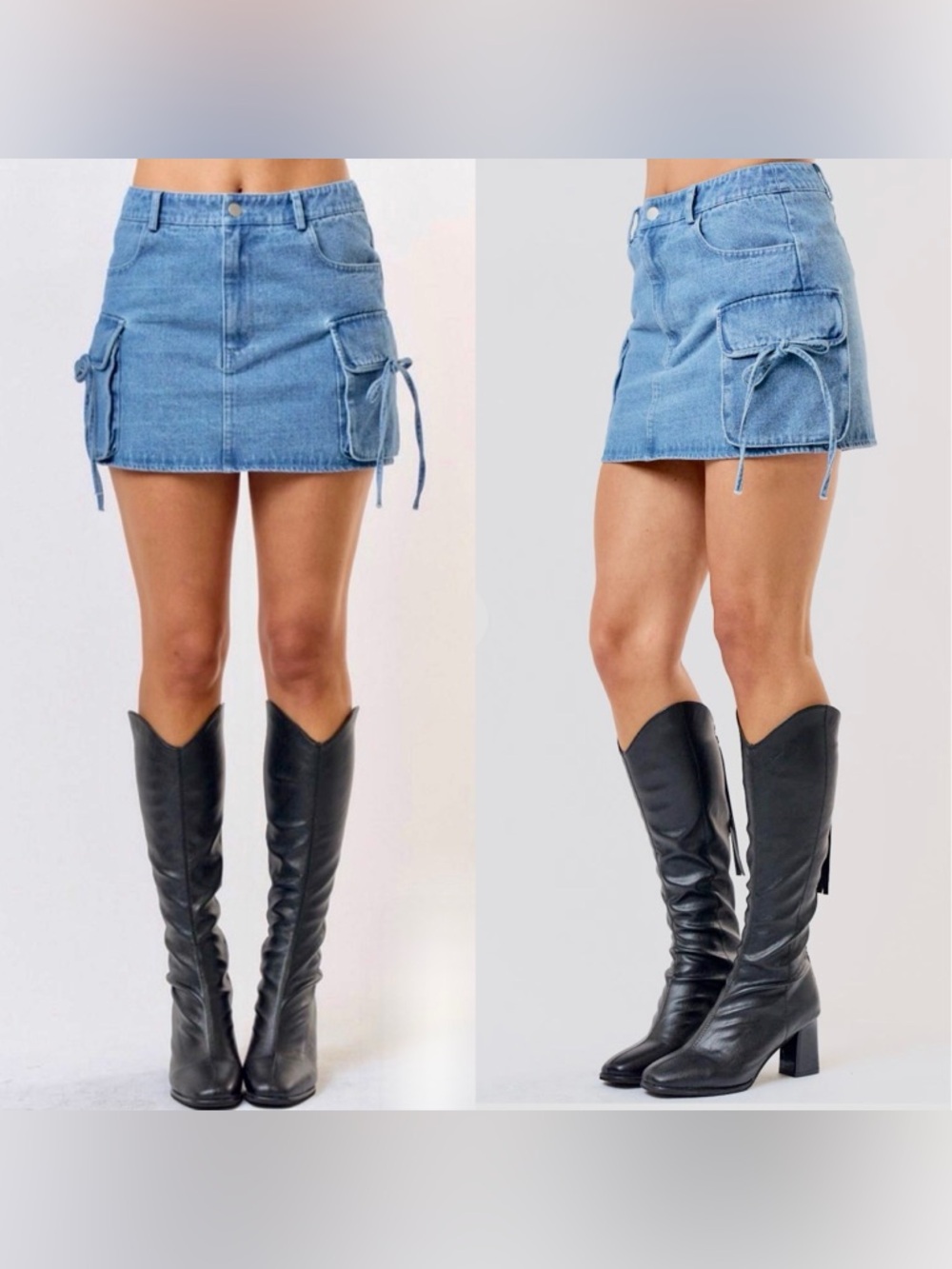 Blue Blush Denim Cargo Mini Skirt